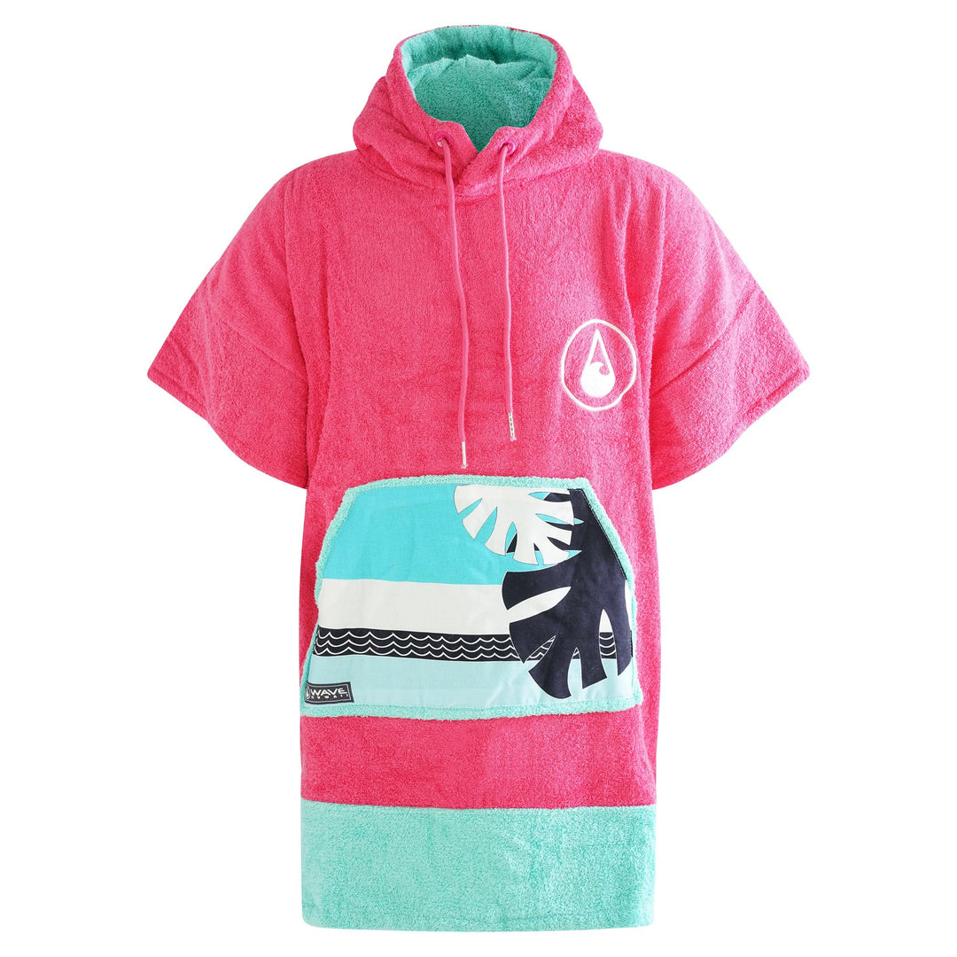 WAVE HAWAII Poncho Pink Wave Surfponcho 100% Baumwolle für Körpergrössen von 145-175 cm Umkleidehilf