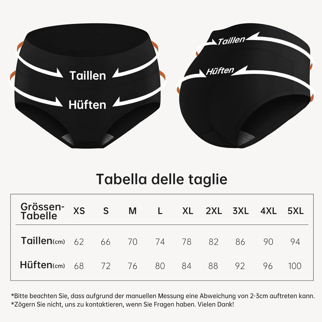 QINCAO Unterhosen Damen, 6er Pack Hohe Taille Slips Baumwolle Unterwäsche, Stretch Atmungsaktiv Pant