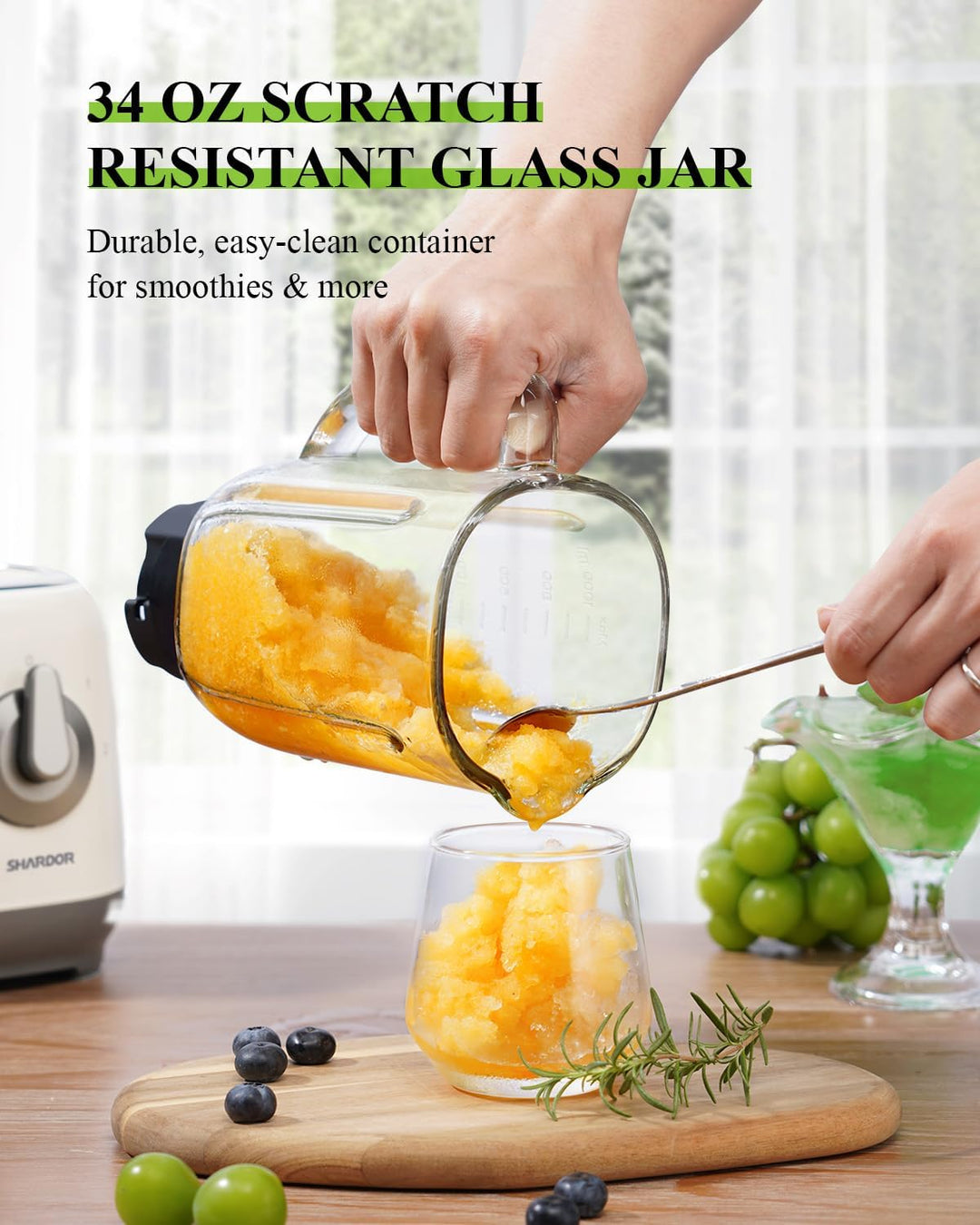 Standmixer, Smoothie Maker für schnelles 3D-Mehrwinkelschneiden, Mixer mit 2 Geschwindigkeiten und P