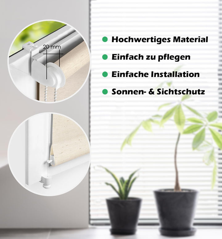 DomDeco Rollo Scandi, 100x150cm Linen - Tageslichtrollo in natürlichen, skandinavischen Farben und S