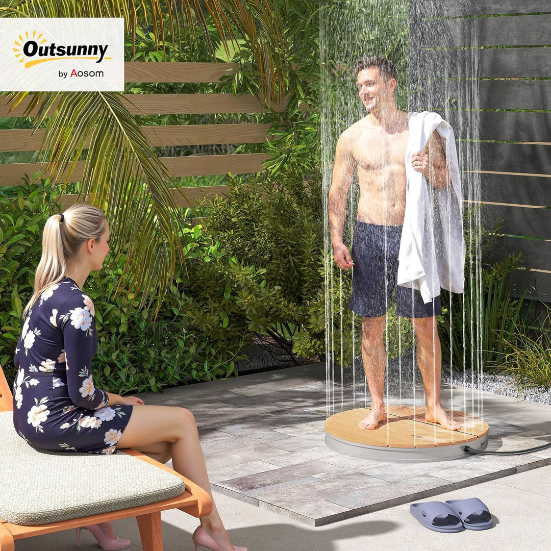 Outsunny Bodendusche Gartendusche mit einstellbar Fussrad Aluminium Aussendusche bis 4 m Fontänenhöh