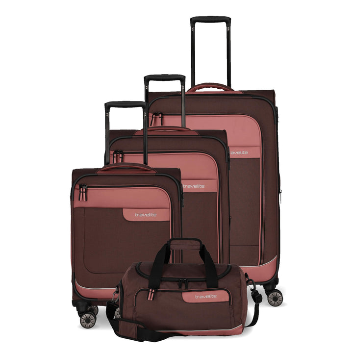 Travelite Kofferset 4 teilig Weichschale 4 Rollen, Grössen S-M-L + Reisetasche,nachhaltig, VIIA Reis