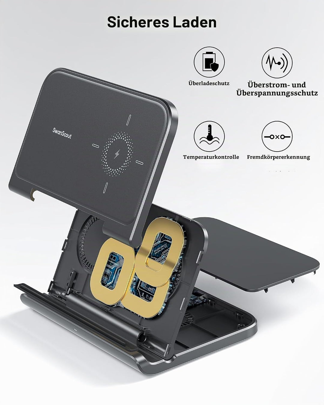 Faltbar Induktive Ladestation für Samsung Z Fold 8/8 Ultra, SwanScout 503S