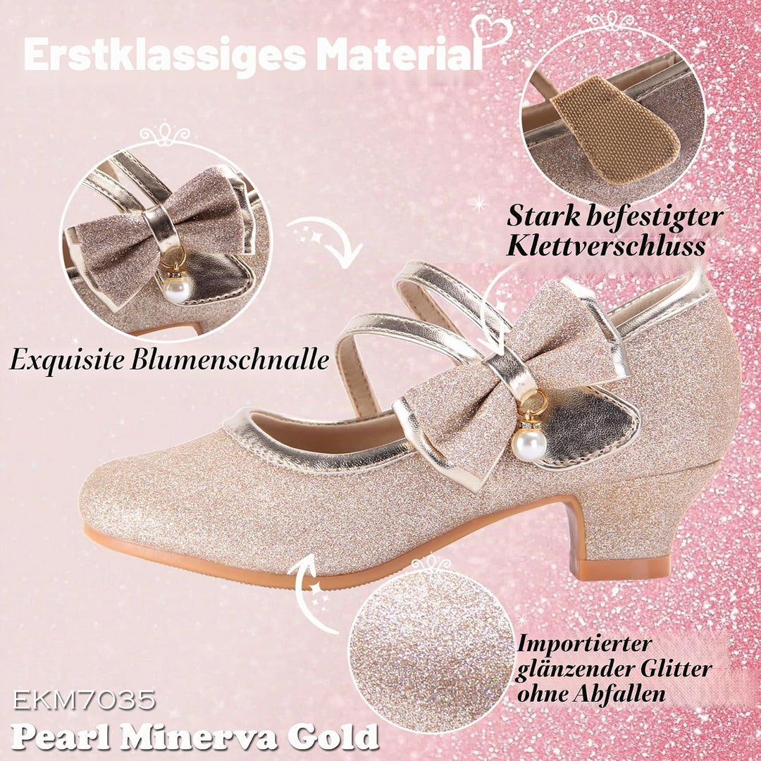 EIGHT KM EKM7018 Mädchen High Heel Kleid Schuhe Mary Jane Prinzessin Hochzeit Pumps Schuhe Glänzend