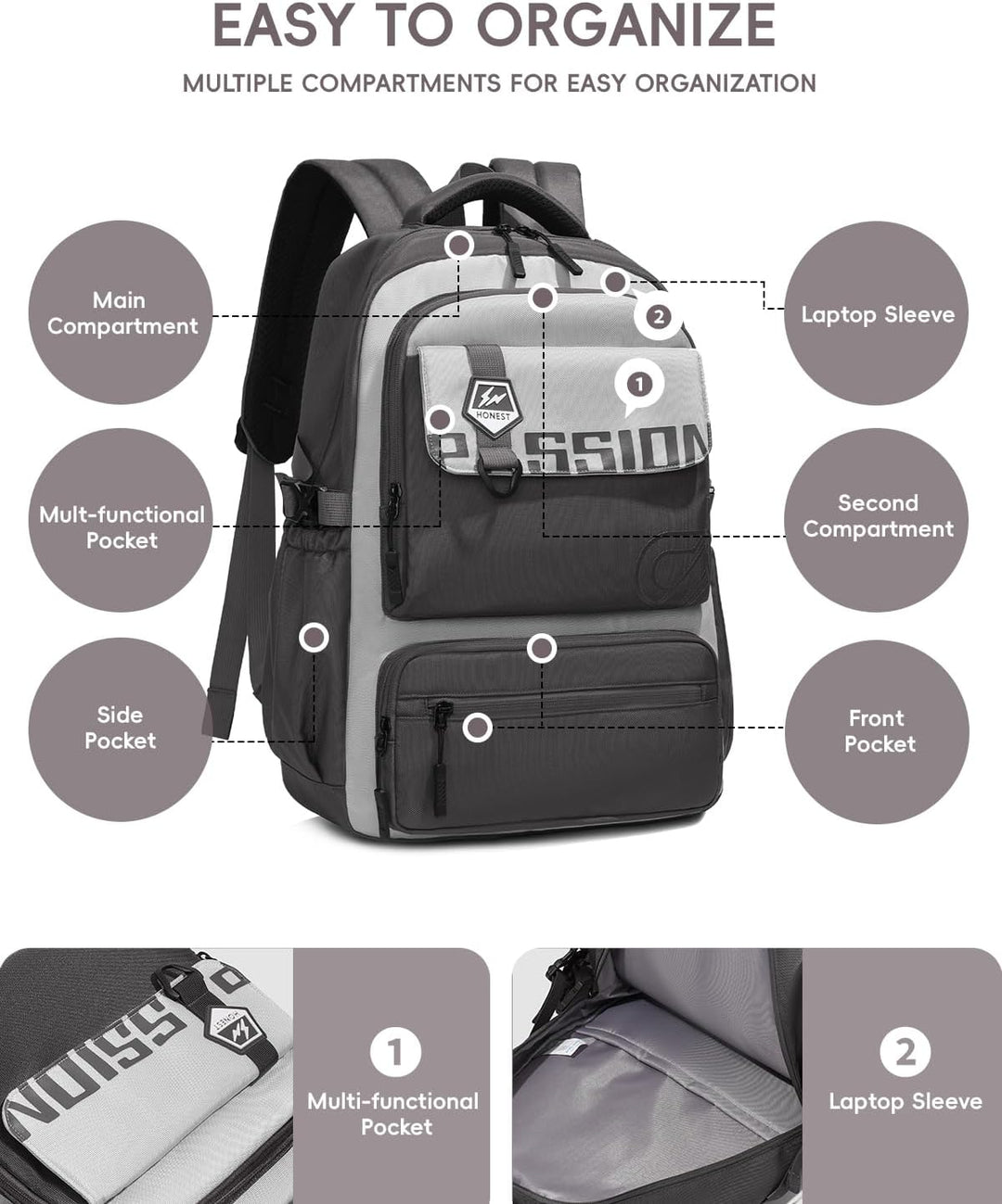 Amythe Schulrucksack Jungen Teenager 10-18 Jahre, Gross Rucksack Junior mit Laptopfach für Oberstufe