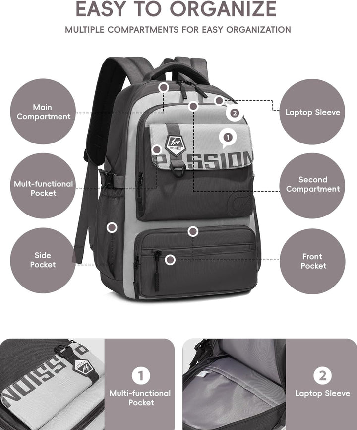 Amythe Schulrucksack Jungen Teenager 10-18 Jahre, Gross Rucksack Junior mit Laptopfach für Oberstufe