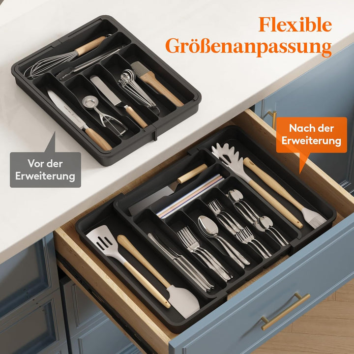 Lifewit Kleine Besteckkasten, Besteckeinsatz für Schublade, Verstellbarer Besteckkasten Erweiterbar
