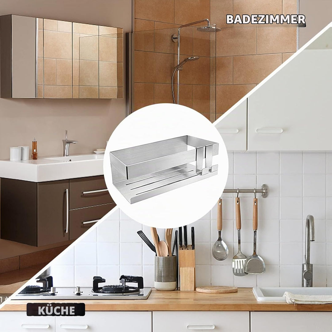 Duschablage aus Edelstahl 304, ohne Bohren, selbstklebende Duschkorb Badregal, Shampoo Halterung Dus