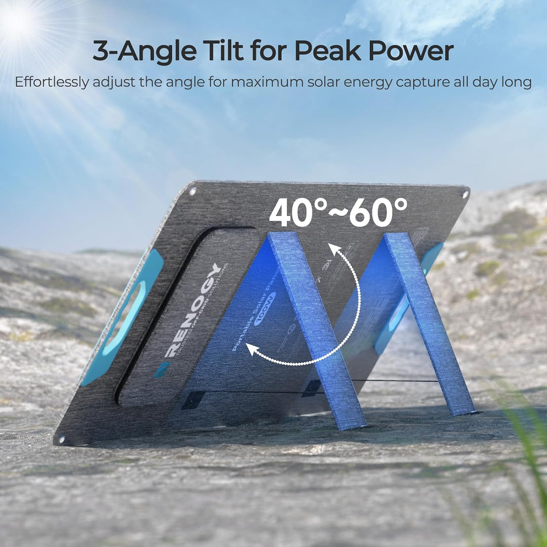Renogy N-Typ Solarpanel Faltbar 100W, 25% Hoch-Effizienz Tragbares Solarmodul, IP65 3,3kg Faltbares