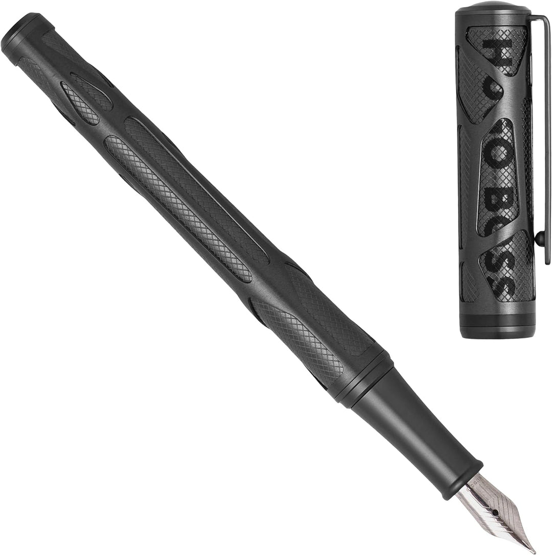 Hugo Boss Craft Füllfederhalter aus Messing in der Farbe Gun, Länge: 14,7cm, Federstärke: M, HSS3082
