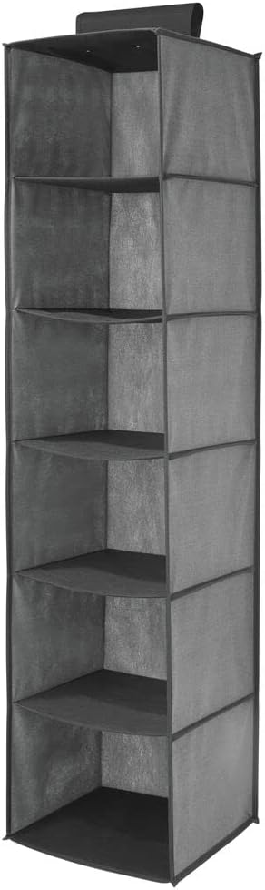 mDesign hängender Stoffschrank aus Kunstfaser – 6 Regalfächer – Hängeschrank aus Stoff für das Schla