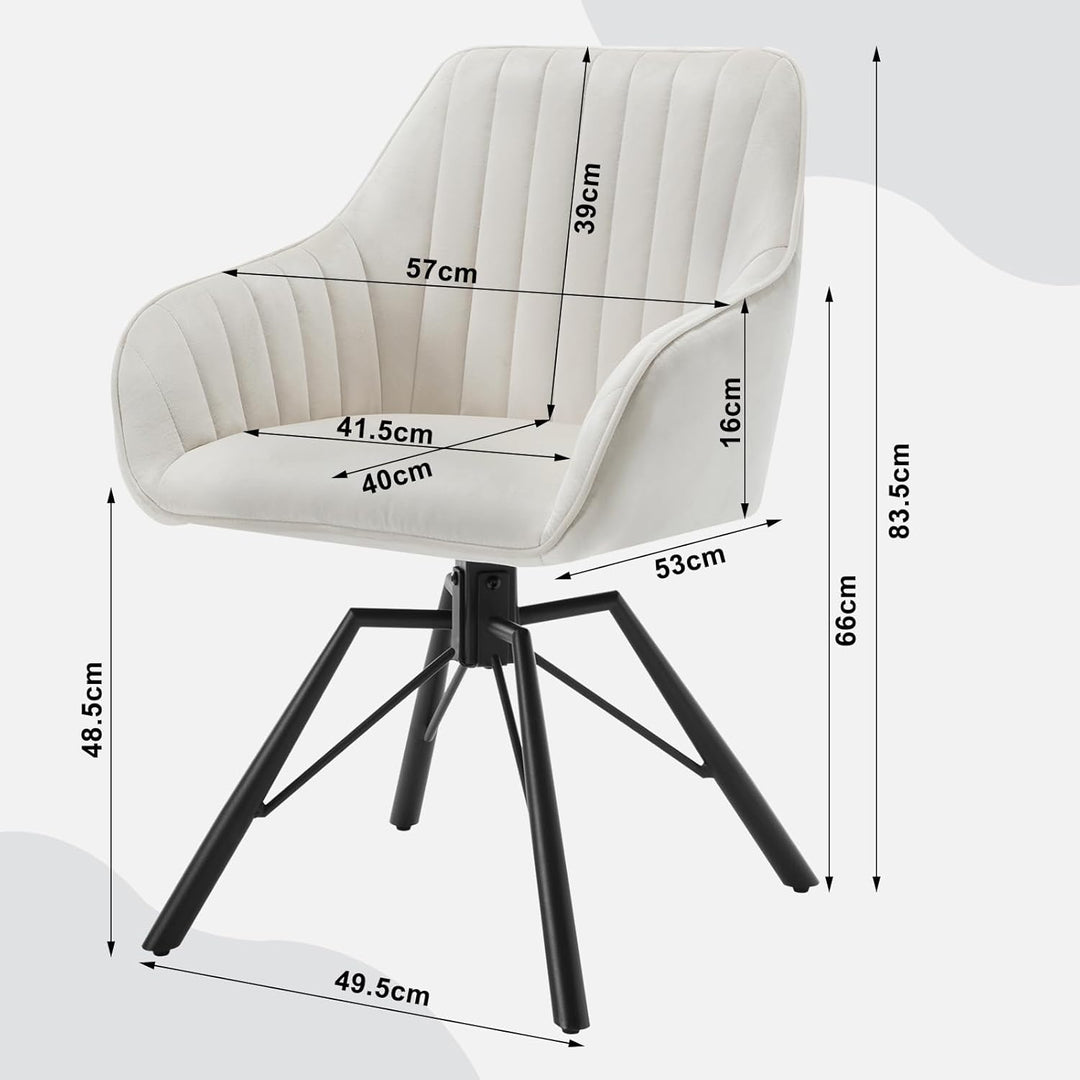 WOLTU 1x Esszimmerstuhl drehbar, Samt Stuhl Esszimmer, Drehstuhl, Küchenstuhl, Sessel Wohnzimmer, Po