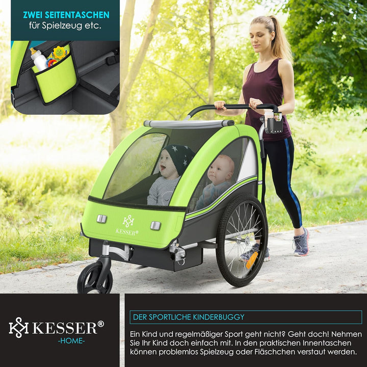 KESSER® Kinderanhänger Fahrradanhänger Sport-RX 2 in 1 Joggerfunktion Kinderfahrradanhänger + 5-Punk
