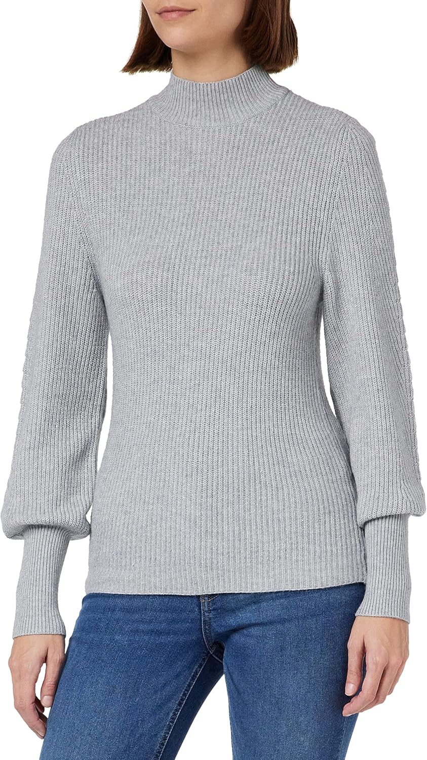 ONLY Damen Onllesly L/S Ballon Ex KNT Pullover Sweater S Light Grey Melange, S Light Grey Melange