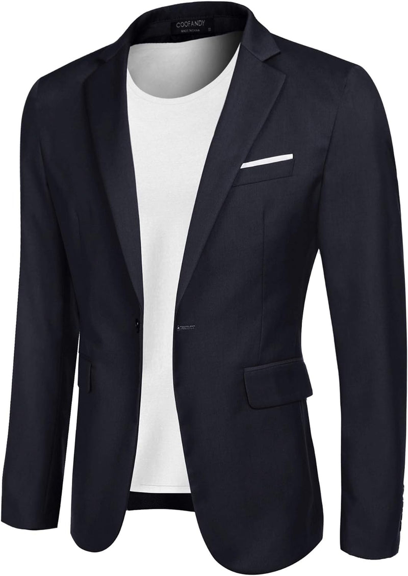 COOFANDY Blazer Herren Slim fit Business Sakko Männer Anzugjacke S A Marineblau, S A Marineblau