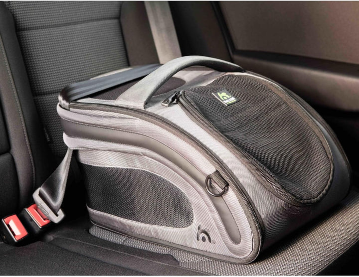 Maelson Snuggle Kennel anthrazit 48 cm + Treatee Mag Pouch - Transportbox und Leckerli-Tasche für Hu