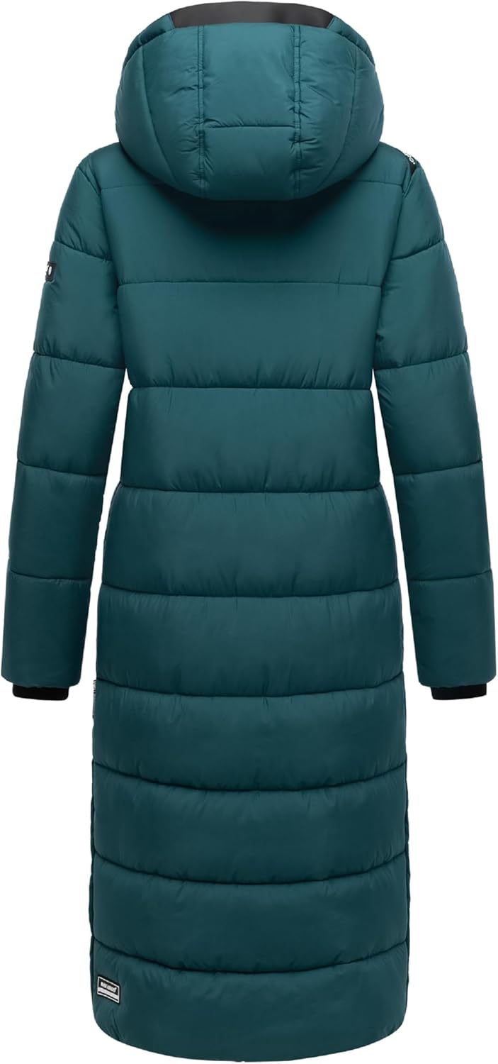 Navahoo Damen Wintermantel warmer Steppmantel lang mit abnehmbarer Kapuze Isalie XS-3XL XS Ocean Gre