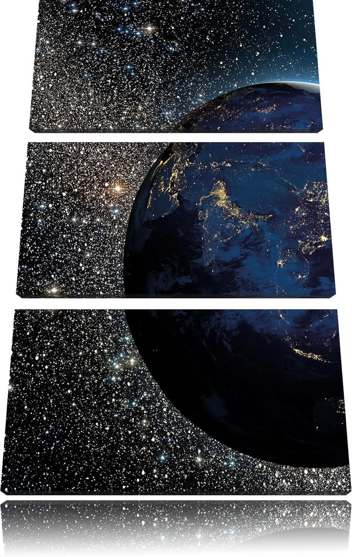 Pixxprint Erde im Weltall als Leinwandbild/Grösse: 3 Teilig (120x80) cm/Wandbild/Kunstdruck/fertig b