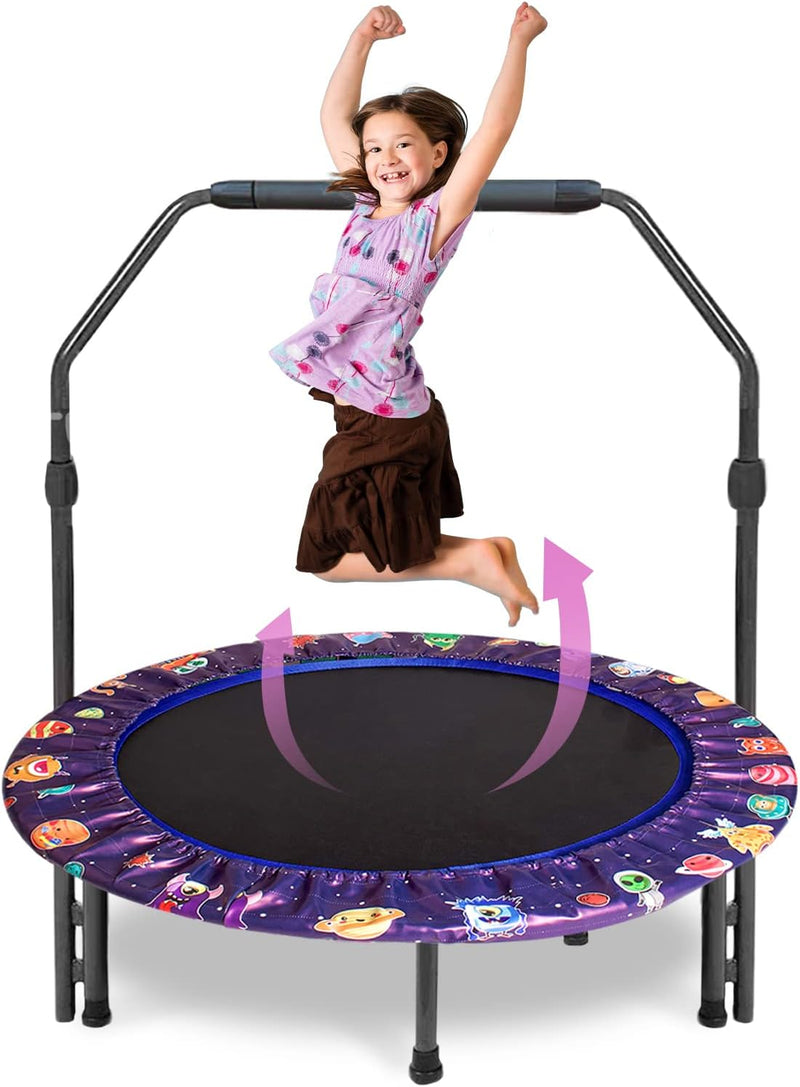 Trampolin für Kinder, 36" Mini Kindertrampolin mit Verstellbarer Griff, Kindertrampolin mit gepolste