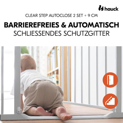 hauck Treppenschutzgitter Türschutzgitter Clear Step Autoclose 2 Set inkl. 9 cm Verlängerung für Bre