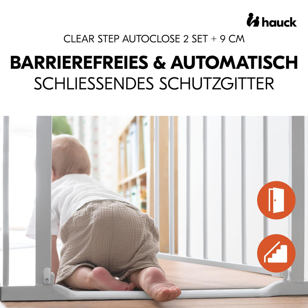 hauck Treppenschutzgitter Türschutzgitter Clear Step Autoclose 2 Set inkl. 9 cm Verlängerung für Bre