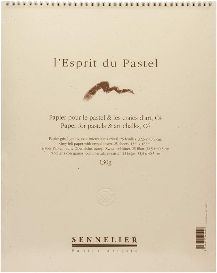 Sennelier, die Soft Pastel Paper Pad 40x32cm - 25 Blätter - 130gsm grau geädert Filzpapier mit inter