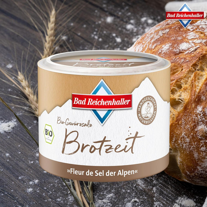 Bad Reichenhaller Fleur de Sel der Alpen Brotzeit 4x100g | Premium Salz Gewürzischung mit Bio-Gewürz