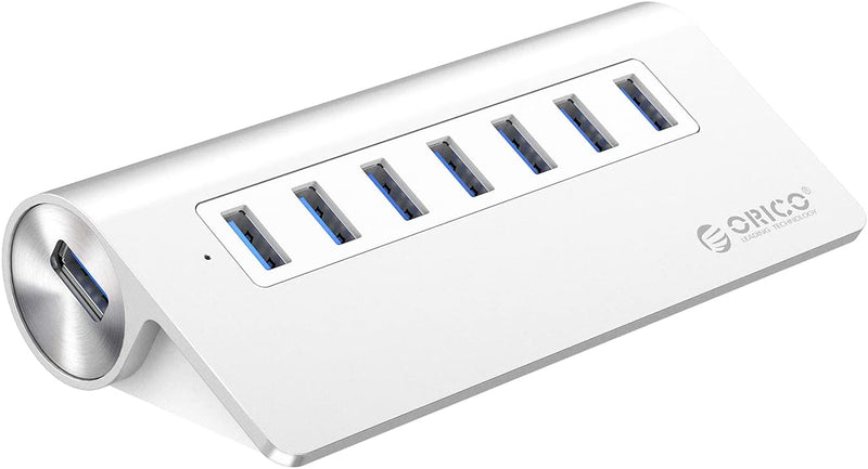 ORICO USB HUB Aluminium 7-Port 5Gbps Super Speed mit 12V2.5A Netzteil-1M USB3.0 Kabel kompatibel mit