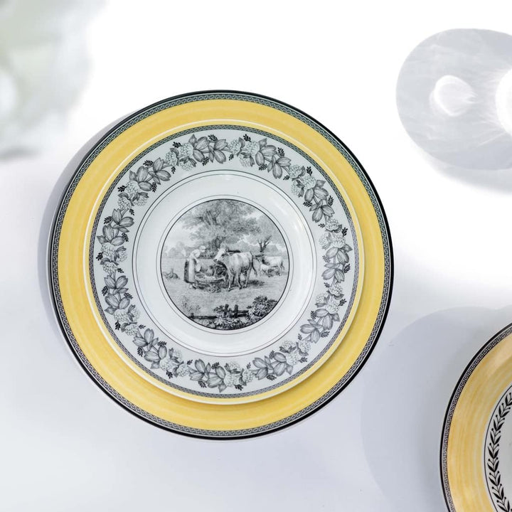 Villeroy und Boch Audun Ferme Frühstücksteller, 22 cm, Premium Porzellan, Weiss/Grau/Gelb Weiss/Mehr
