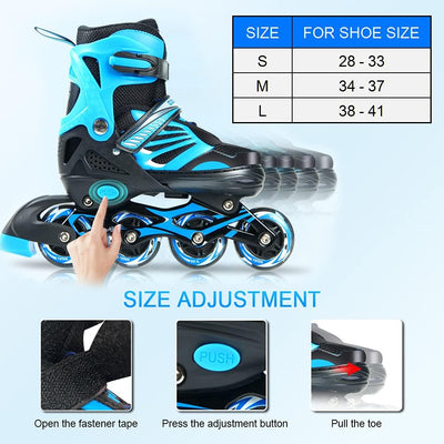 Lixada Inline Skates Kinder Vestellbare Inliner mit beleuchteten PU Rädern Rollschuhe Geschenk für K