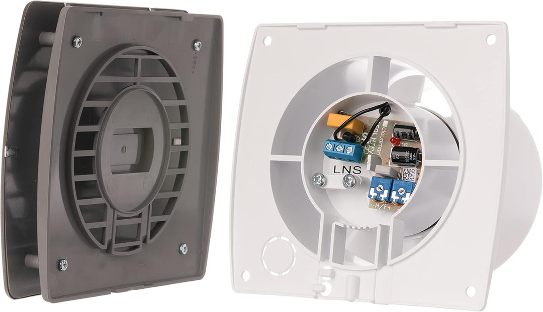 100mm Bad-Lüfter mit Feuchtesensor und Timer - Ventilator - Leise - inox Feuchtesensor