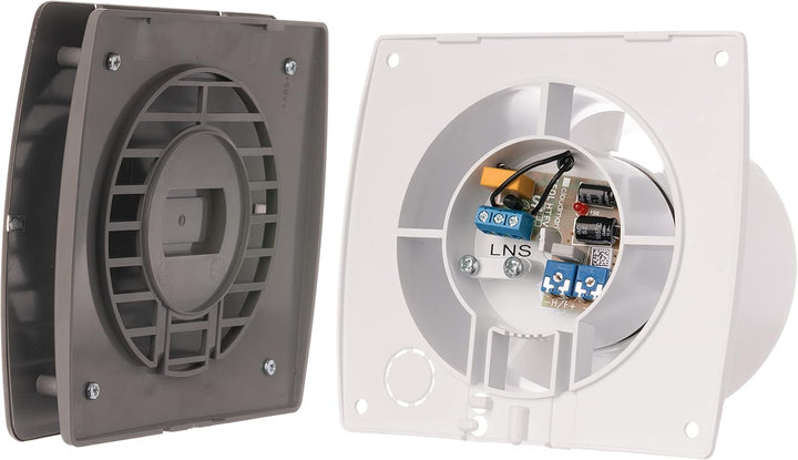 100mm Bad-Lüfter mit Feuchtesensor und Timer - Ventilator - Leise - inox Feuchtesensor