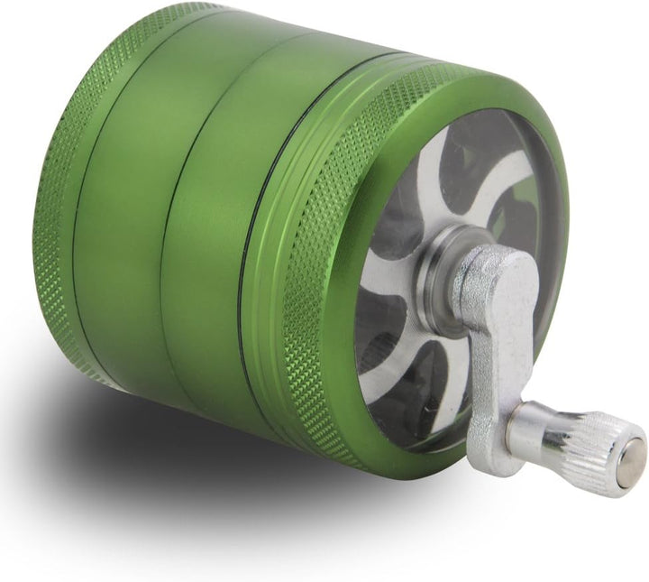 DCOU Handkurbel Premium Mühle unzerbrechlich CNC Aluminium Metall Mahler Schleifer 4 Teile Ø55mm Grü