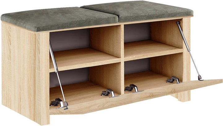 Schuhschrank 100x37x58 cm mit Sitz - Praktische Schuhkipper mit Klappe für Optimale Schuhaufbewahrun