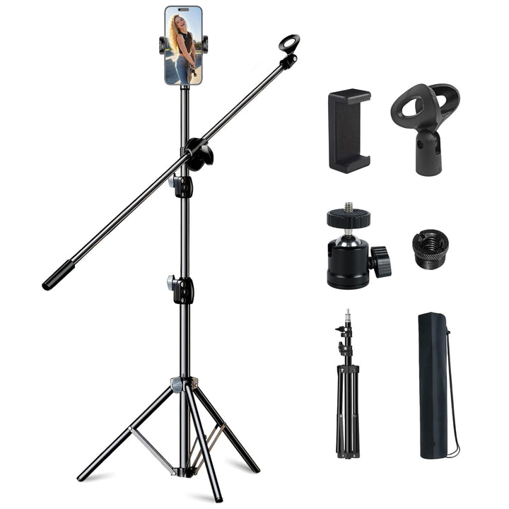 Mikrofon Ständer, Multifunktions Mikrofonständer, Tisch Mic Ständer mit 180° Verstellbarer Klammer,