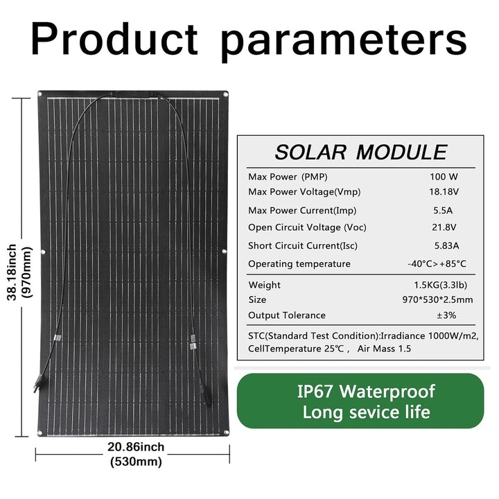 200W 12V Flexibel Solarpanel ETFE 2 * 100W Monokristallin Solarmodul für 12V/24V Batterien Marine Wo