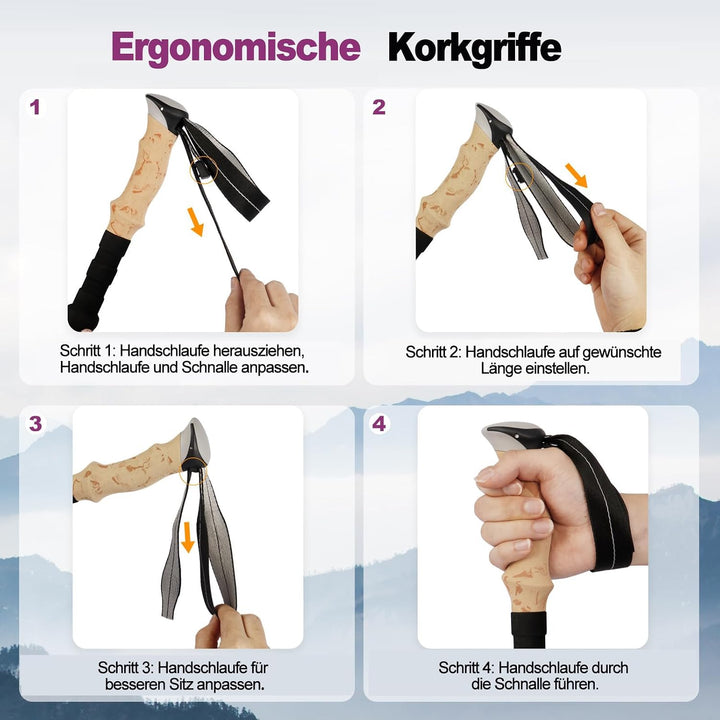 COVACURE Wanderstöcke Faltbar 7075 Aluminium | Nordic Walking Stöcke, Damen &amp; Herren, verstellbar, l