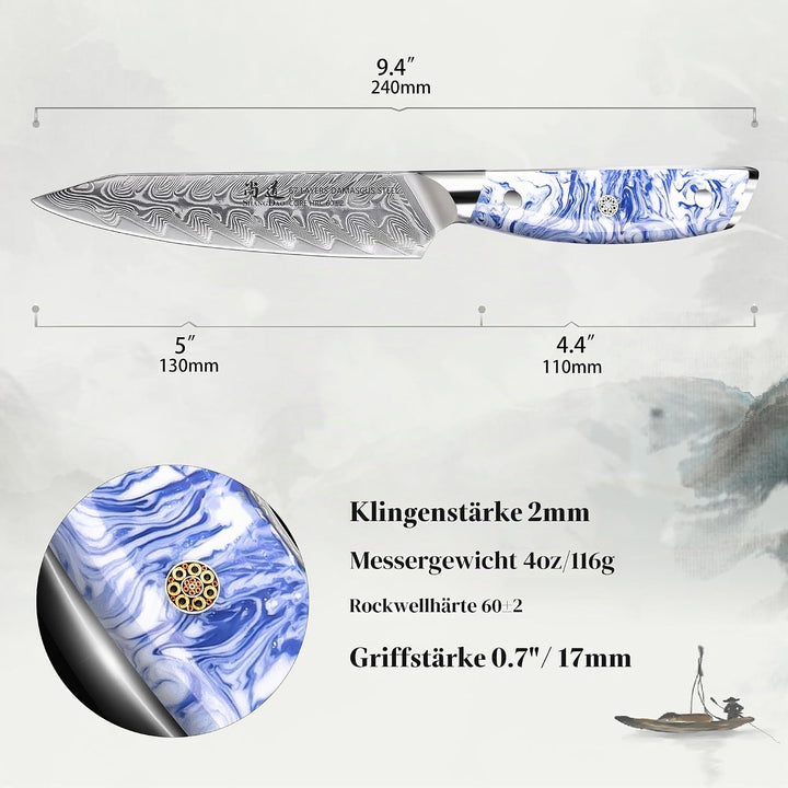 SHANGDAO 13 cm Küchen-Allzweckmesser, rasiermesserscharfe Obst- und Gemüseschälmesser, geschmiedeter