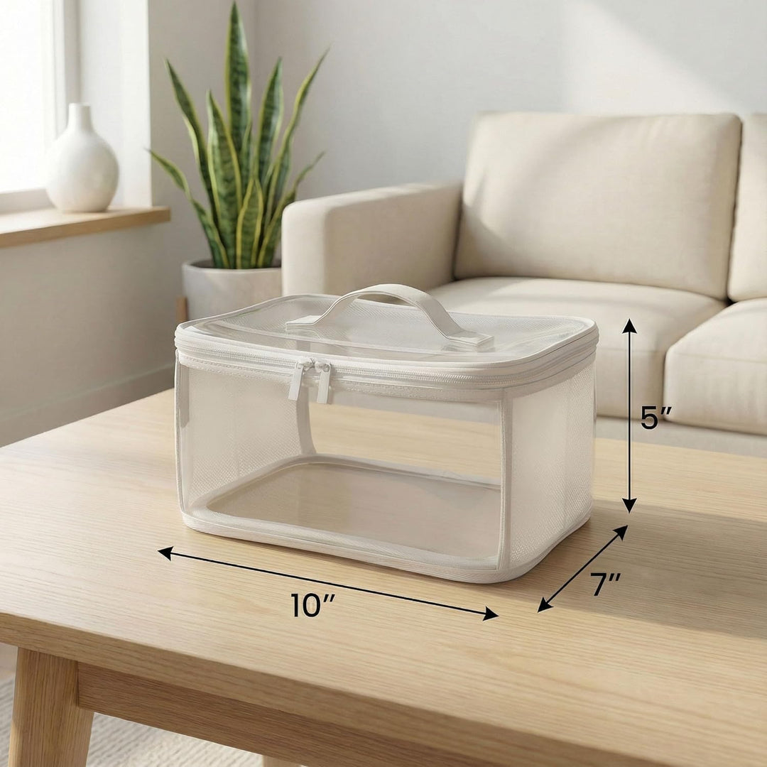 HOLAY Transparente Spielzeug-Aufbewahrungstaschen mit Griff, 4er-Pack Spielzimmer-Organiser für Kind
