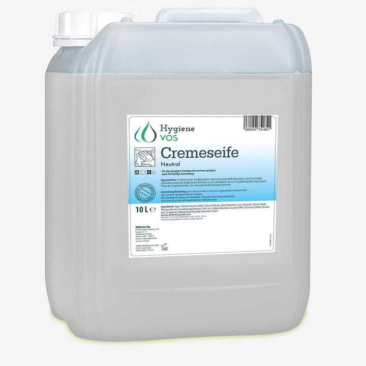 Hygiene VOS Cremeseife Neutrale 10 Liter milde Waschlotion Seifencreme für alle gängigen Druckspende