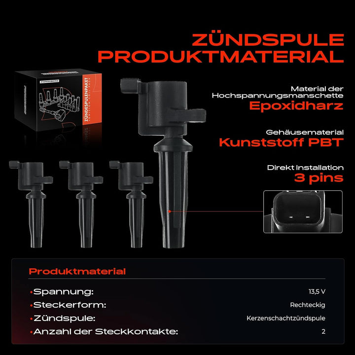 4x Zündspule für C-Max DM2 Focus II DA_ Galaxy WA6 Maverick Mondeo IV BA7 S-Max WA6 Tribute EP 3 BK