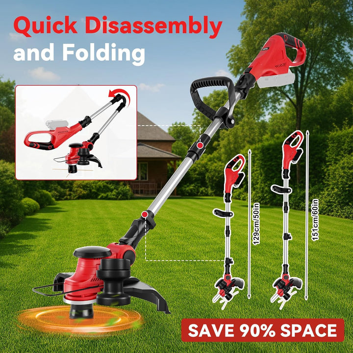 Akku Strimmer kompatibel mit Milwaukee 18V Akku, 3-in-1 Falt-Kombi mit bürstenlosem Motor 30cm Schni
