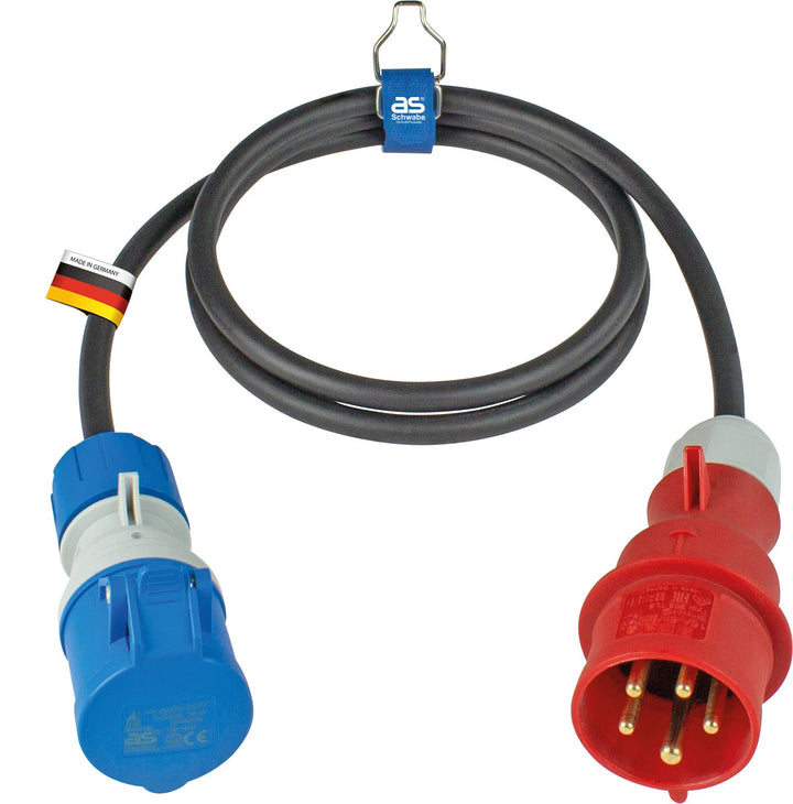 as - Schwabe Camping CEE-Adapterleitung 1,5 m - CEE-Stecker 5-polig + CEE Kupplung mit powerlight Sp
