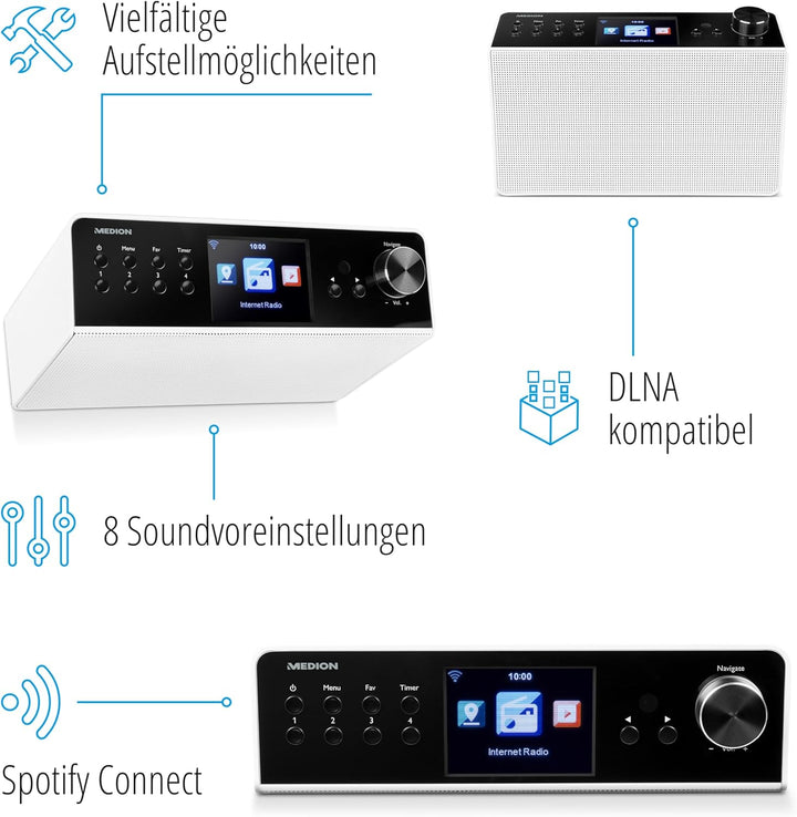 MEDION P85063 Internet Küchenradio mit DAB+ (Unterbauradio, WLAN, UKW, Spotify Connect, DLNA-/UPnP,