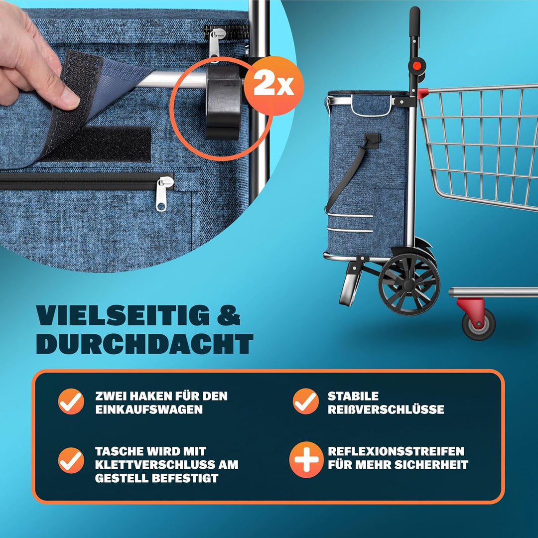 Monzana 2in1 Einkaufstrolley 56L bis 50 kg klappbar abnehmbare Tasche Handwagen Einkaufswagen Einkau