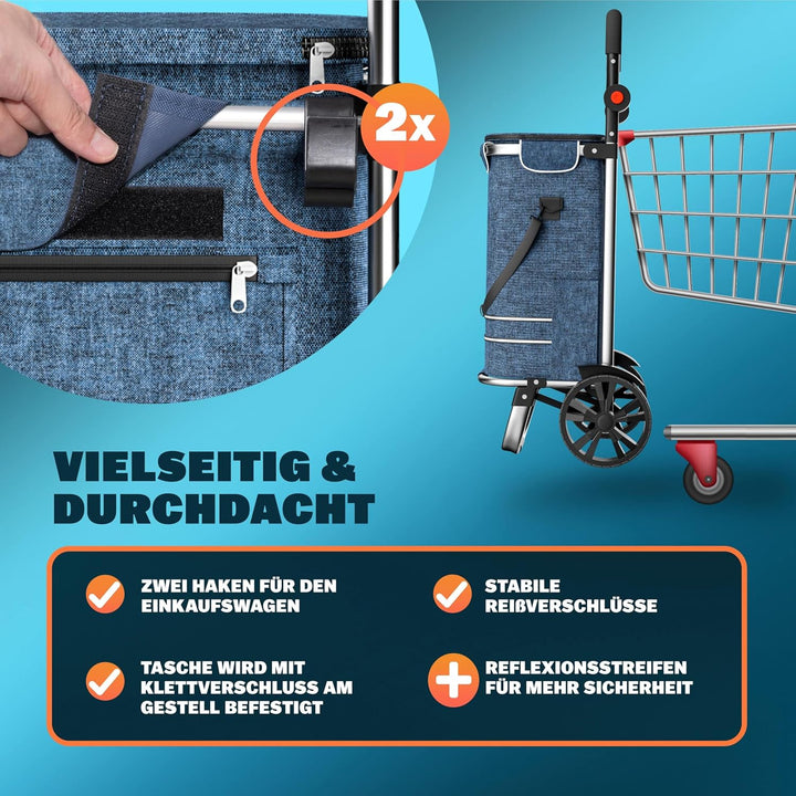Monzana 2in1 Einkaufstrolley 56L bis 50 kg klappbar abnehmbare Tasche Handwagen Einkaufswagen Einkau