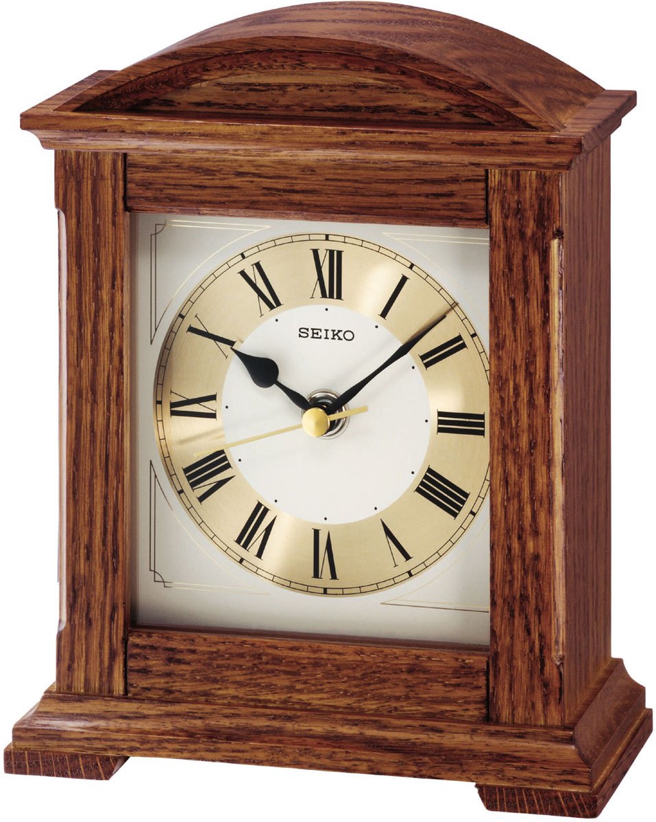 Seiko Tischuhr braun Holz (Eiche) Schleichende Sekunde QXG123B