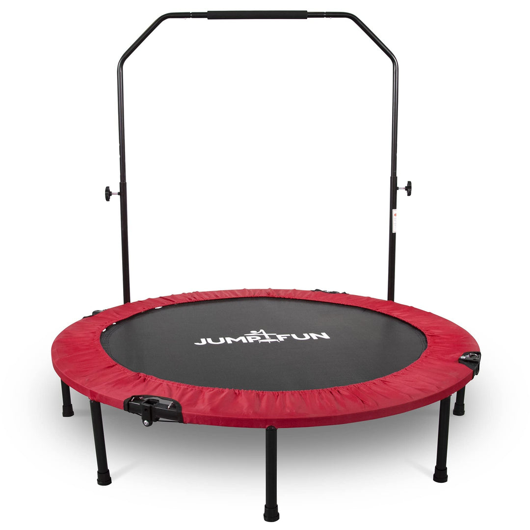 JUMP4FUN Mini-Trampolin, Fitness, faltbar, Doppel-Bar – Ø 122 cm, Rot