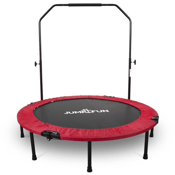 JUMP4FUN Mini-Trampolin, Fitness, faltbar, Doppel-Bar – Ø 122 cm, Rot
