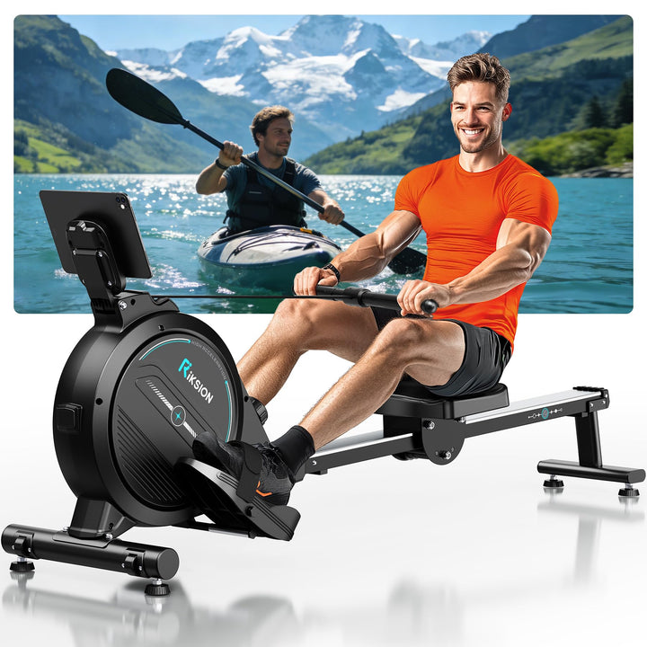 [2026 Testversion] Rudergerät für Zuhause mit Magnet-Fitnesstrainer,Rudergerät 16 Stufen Widerstand,